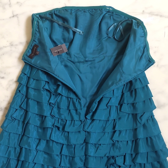 NWT. The Limited Fully lined teal color strapless ruffle tiered dress. - Picture 8 of 8